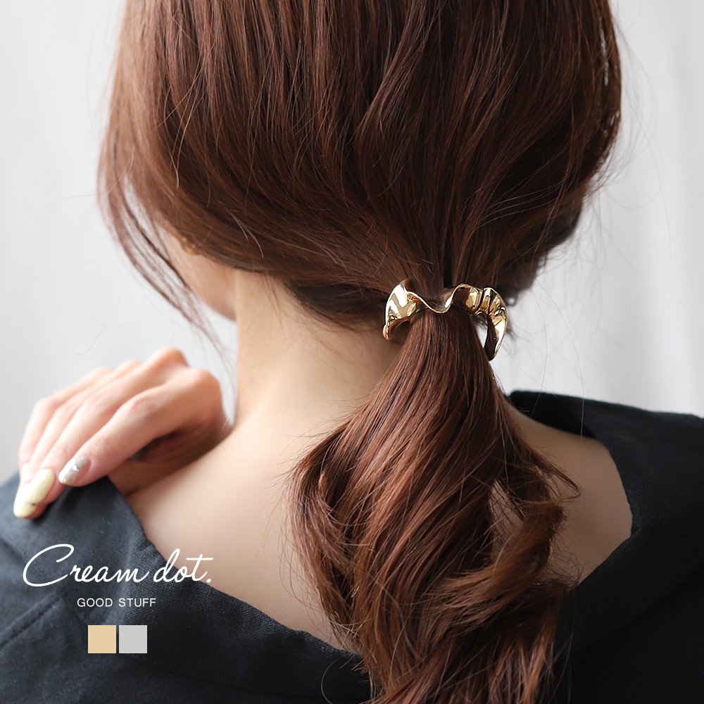 ひまういページ　レジンヘアゴム 7点　ポニーフック10点　クリップ　2点 Cream dot. 【本日限定！全品10％OFFクーポン】2点セット ポニー
