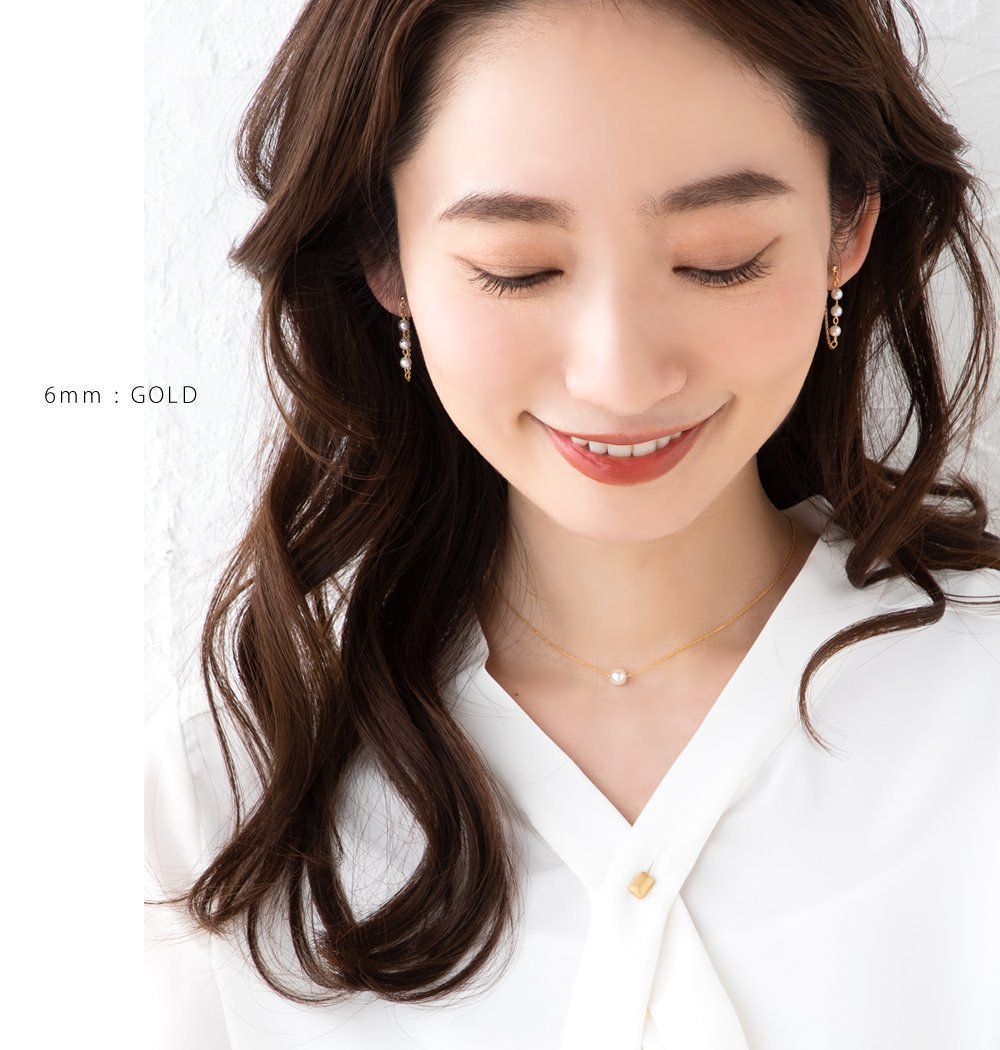 選べる6サイズ ネックレス 金属アレルギー ニッケルフリー 一粒パール 大粒 4mm 6mm
