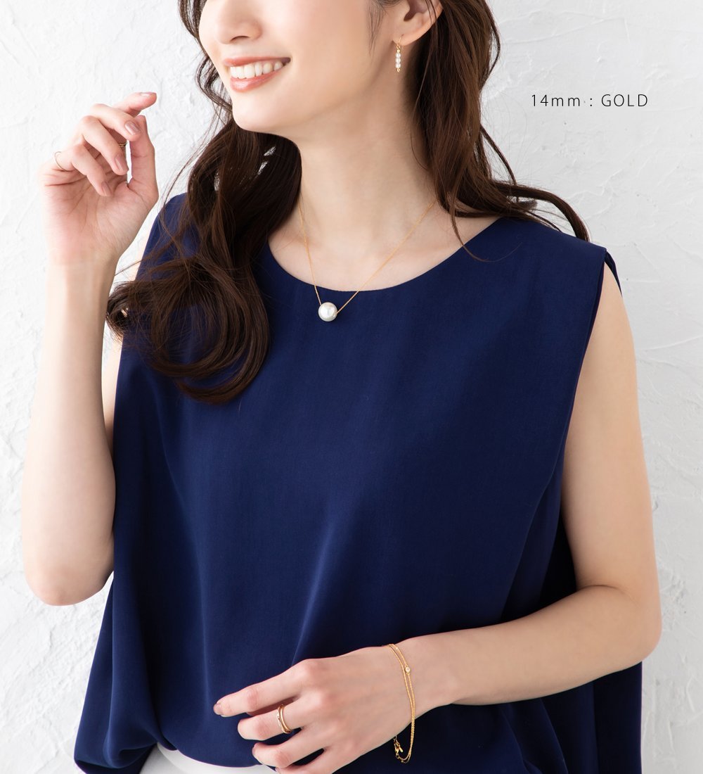 選べる6サイズ ネックレス 金属アレルギー ニッケルフリー 一粒パール 大粒 4mm 6mm
