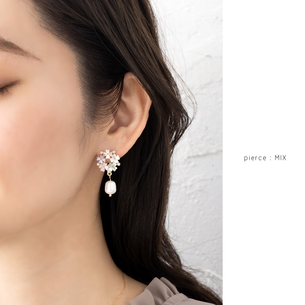 【ミント】天然ホワイト×ブラック×アバロンシェルの大粒ピアス Cream dot. 選べる ピアス イヤリング チタンポスト スタッド