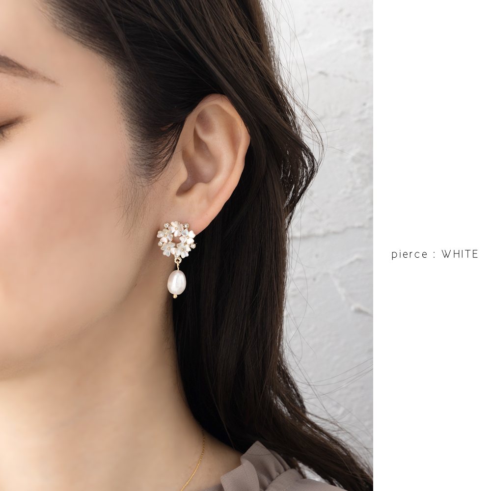 ポメころび◆シトリン×淡水パールピアス✧ツイストドロップカット Cream dot. 選べる ピアス イヤリング チタンポスト スタッド