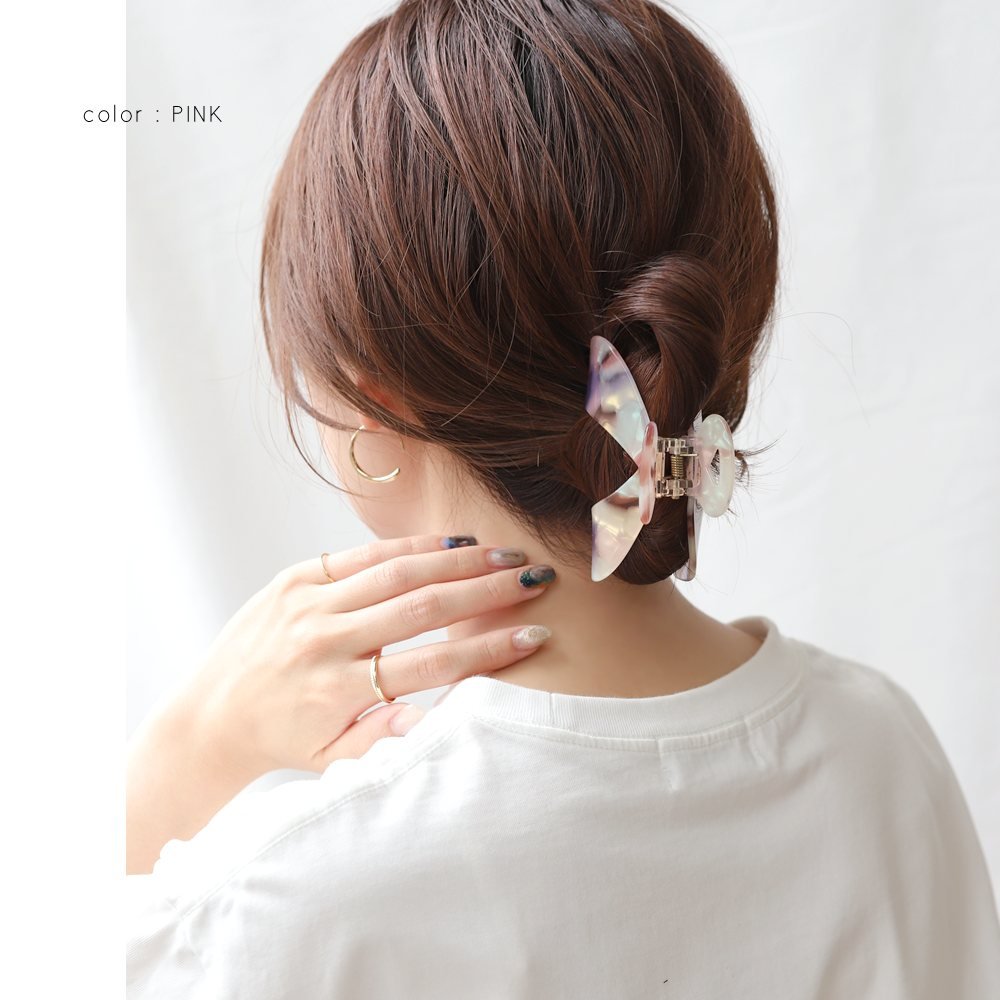 アッカ ヘアクリップ マーブルピンク