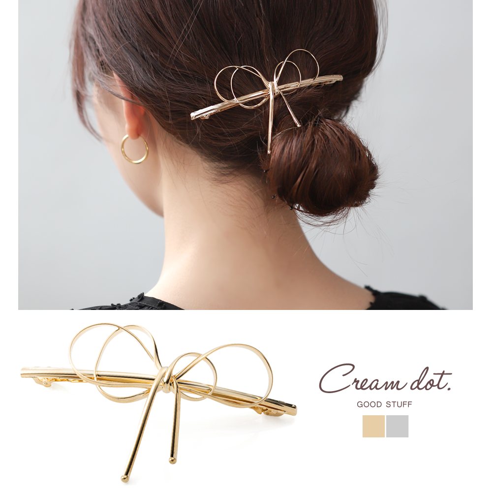 TEN. ヘアクリップ　ヘアピン バレッタ　ゴールド　ディムバレッタ GD-S- Cream dot. バレッタ ヘアクリップ 大きめ ヘアアクセサリー