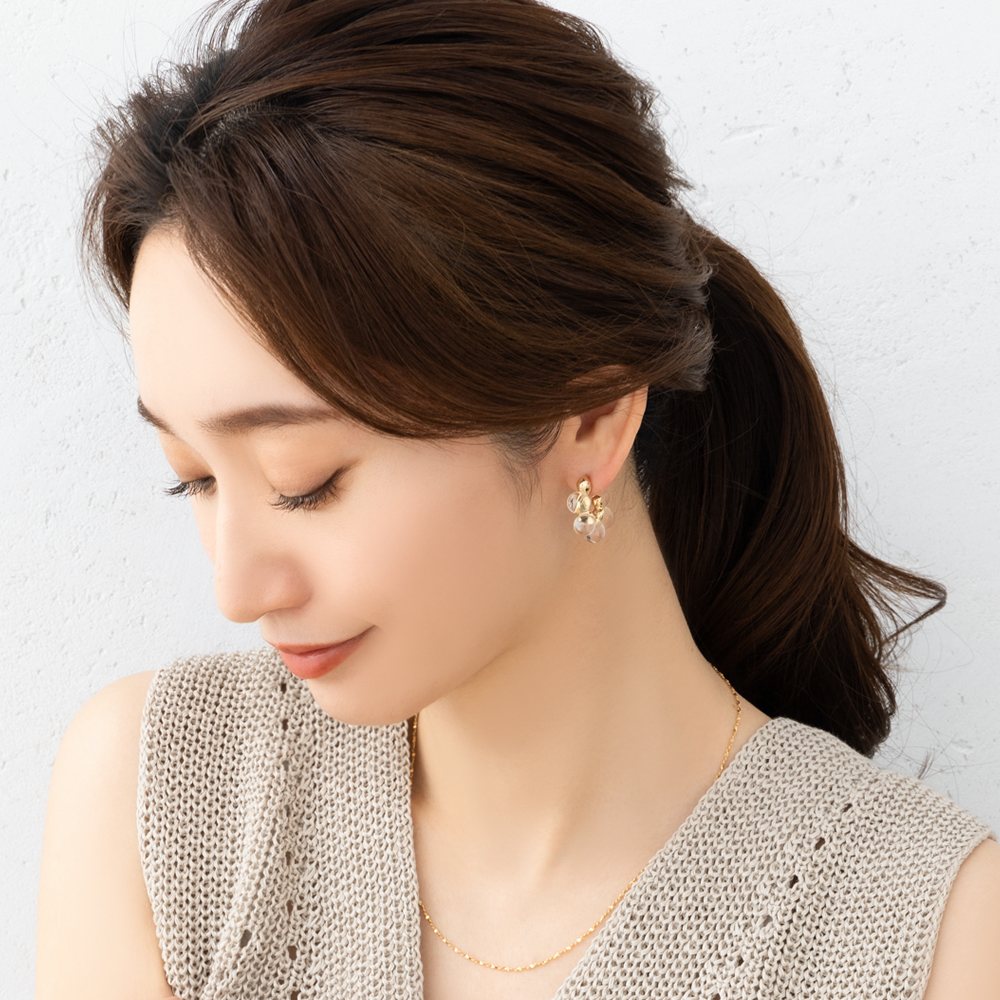 Cream dot. ピアス フープピアス チタンポスト 低アレルギー