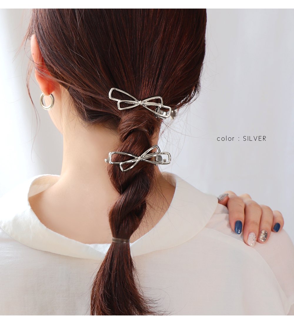 オーダーメイド♡ドットクロスリボン♡ベビーヘアクリップ ヘアゴム Cream dot. 【全品送料無料⇒8月5日23：59迄】2点セット ヘア