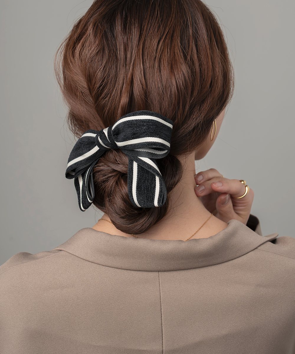 Cream dot. ポニーフック リボン 大きめ バイカラー ビッグリボン