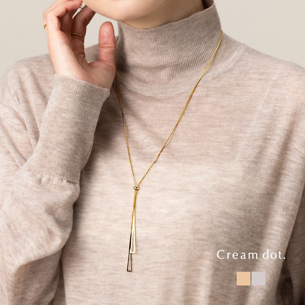 長さを調節する事ができる、アガットロングネックレス Cream dot.（クリームドット） 【最大32％OFF×全品送料無料