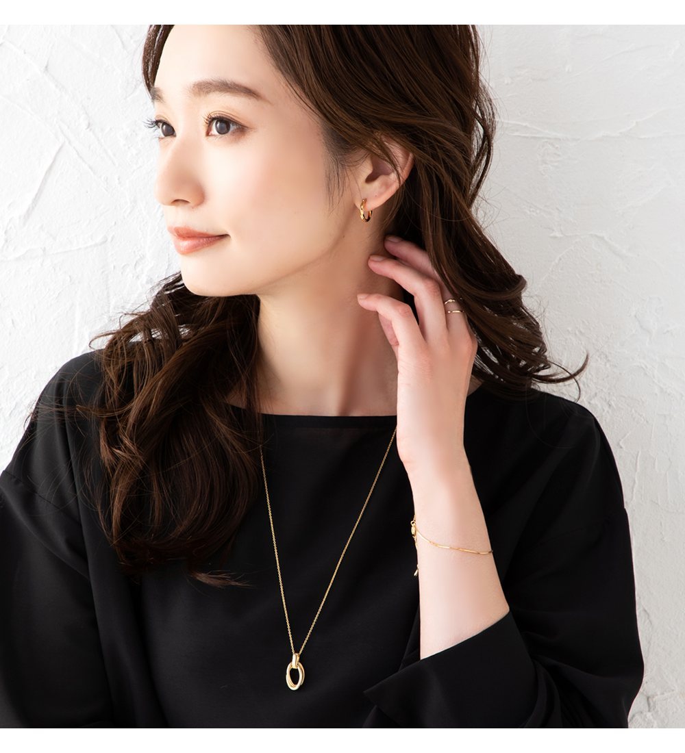 Cream dot. ネックレス ロングネックレス チェーン 2連 オーバル
