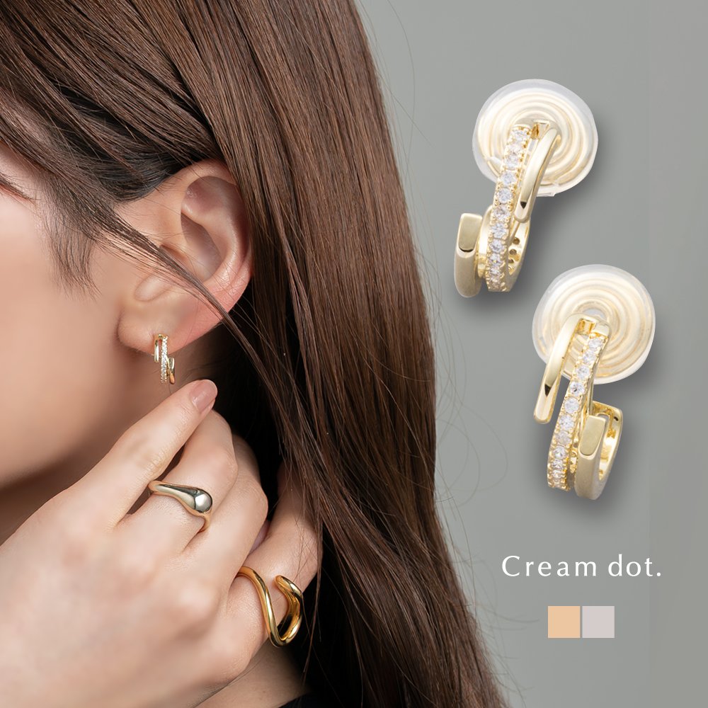 スリーピングビューティーとトパーズのピアス　14kgfワイヤーラップ Cream dot.（クリームドット） 【最大30％OFF×全品送料無料