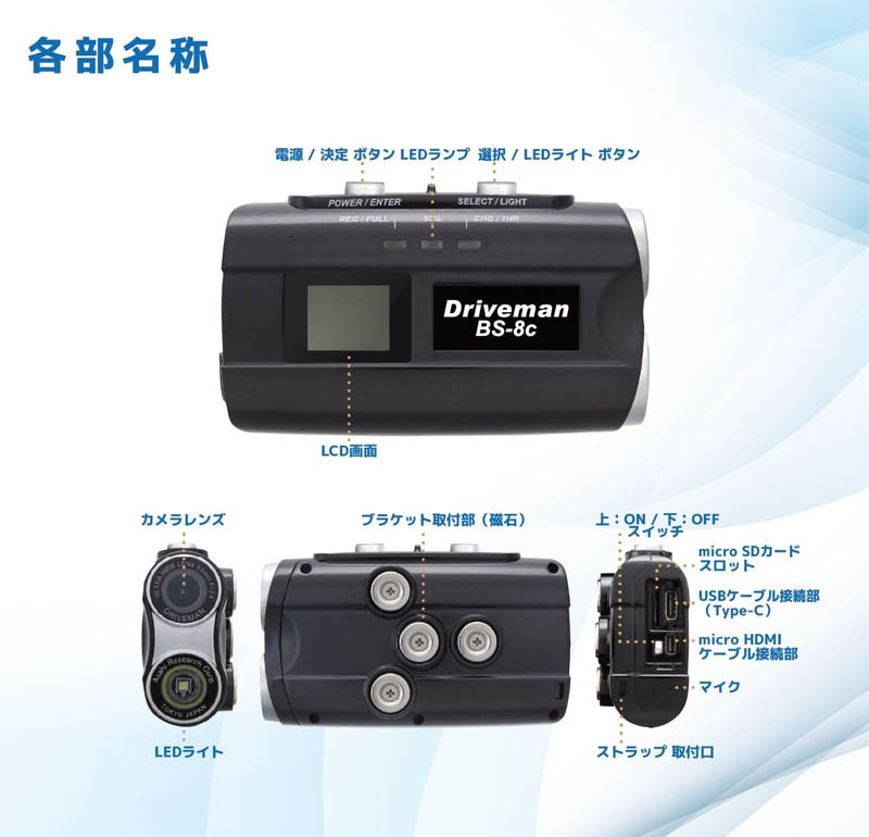 Driveman BS-8C-B-32G バイク用 ドライブレコーダー ブラック