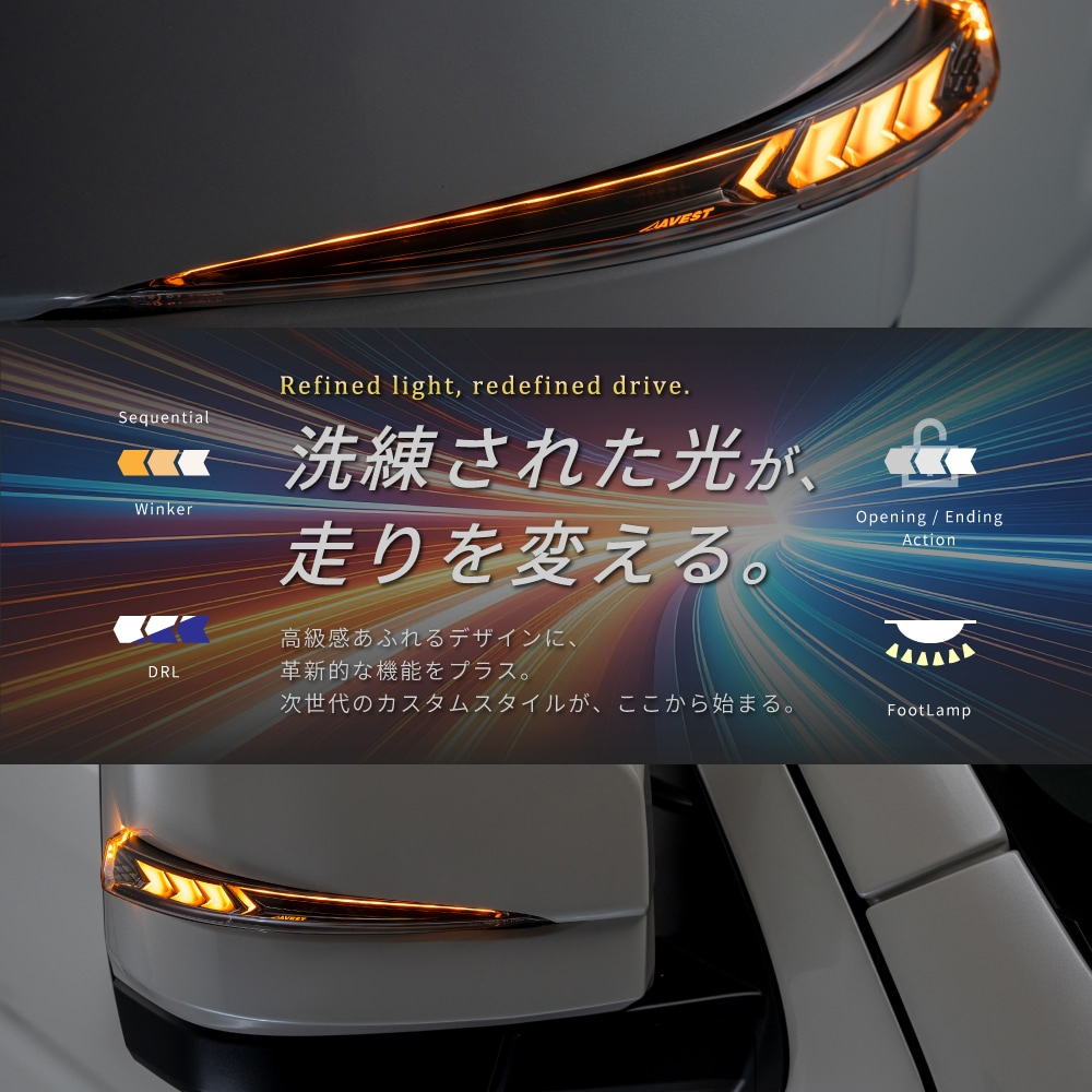 AVEST 流れるLEDドアミラーウィンカーレンズ アベスト AV-090-WB-209