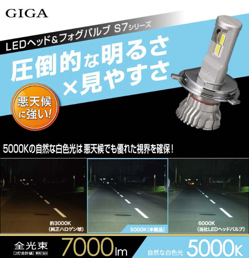 魅力的な価格 カーメイト GIGA 車用 LEDヘッドライトC3600 6000K