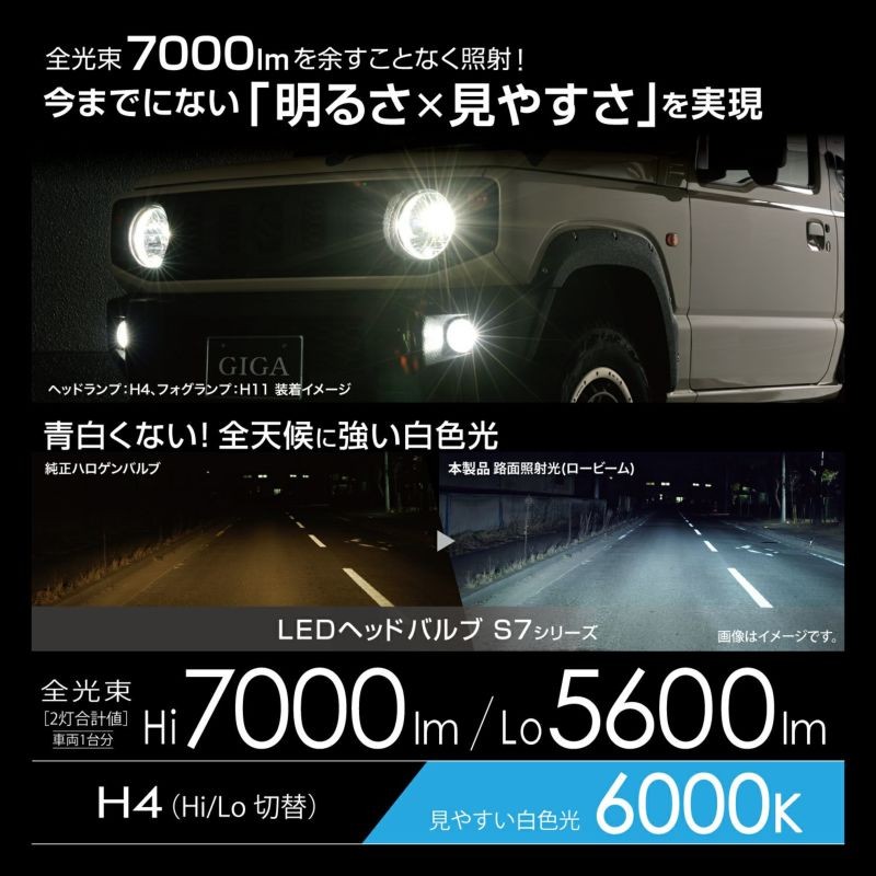 カーメイト（CARMATE） BW551 GIGA LEDヘッドバルブS7 6000K H4 Hi