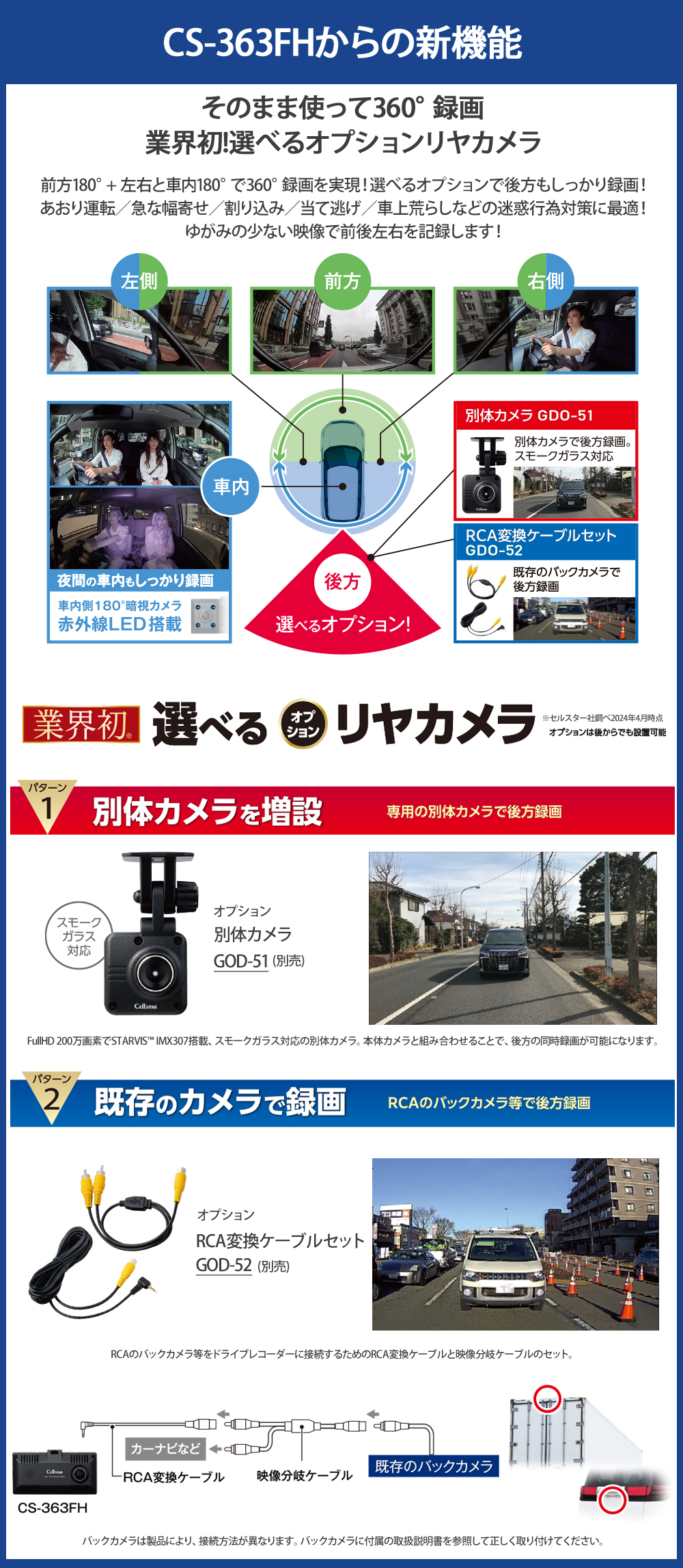 CELLSTAR（セルスター） 業界初! 選べるオプションリヤカメラ CS-363FH