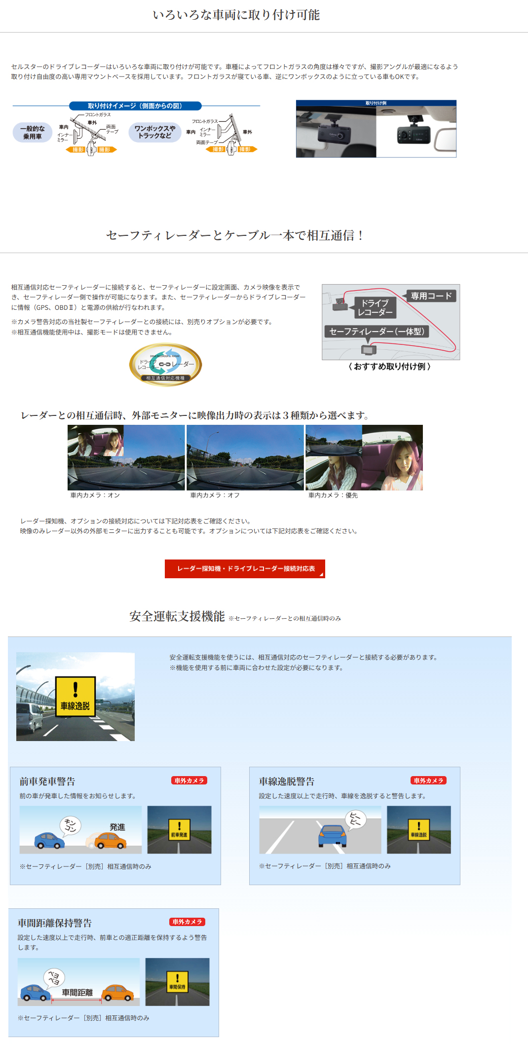 CELLSTAR（セルスター） 一体型 2カメラモデル ドライブレコーダー 