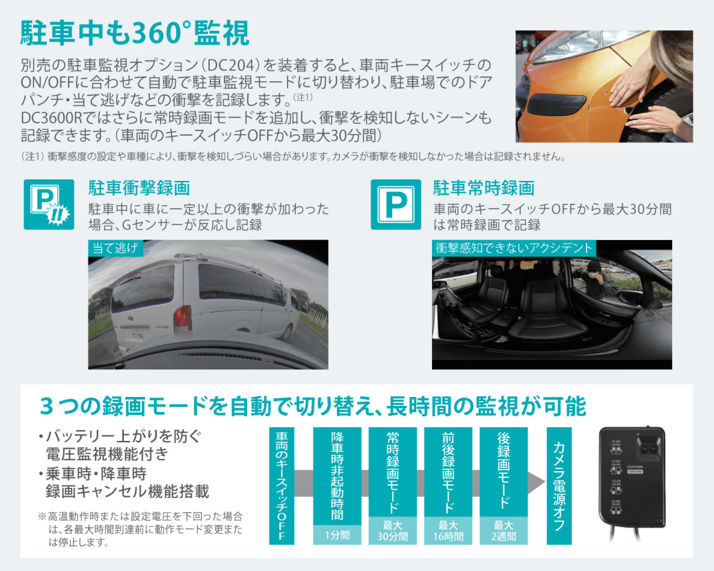 カーメイト（CARMATE） ドライブレコーダー + 駐車監視配線ユニット