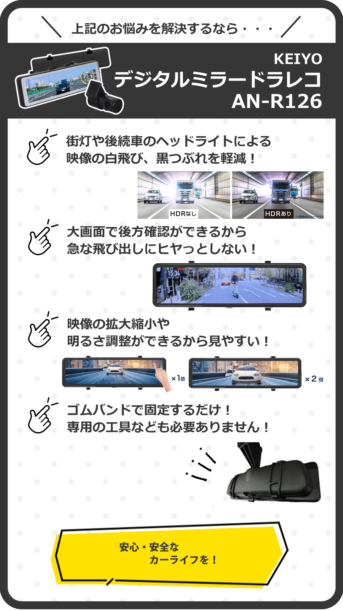 慶洋エンジニアリング KEIYO 【日本製】 後方録画専用 デジタルミラー