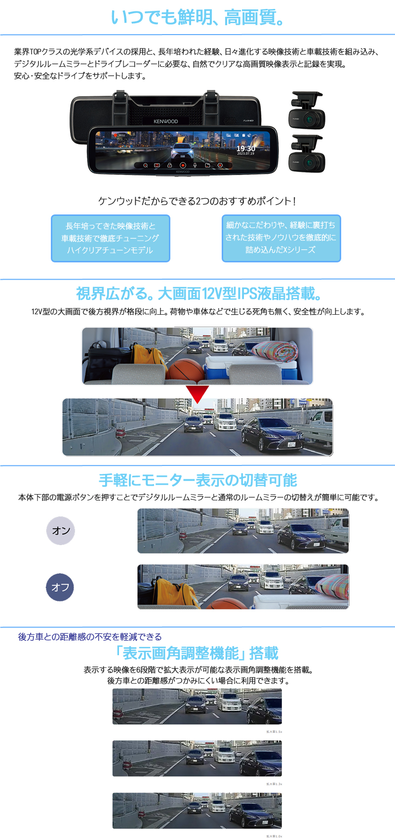 JVCケンウッド ケンウッド デジタルルームミラー型ドライブ