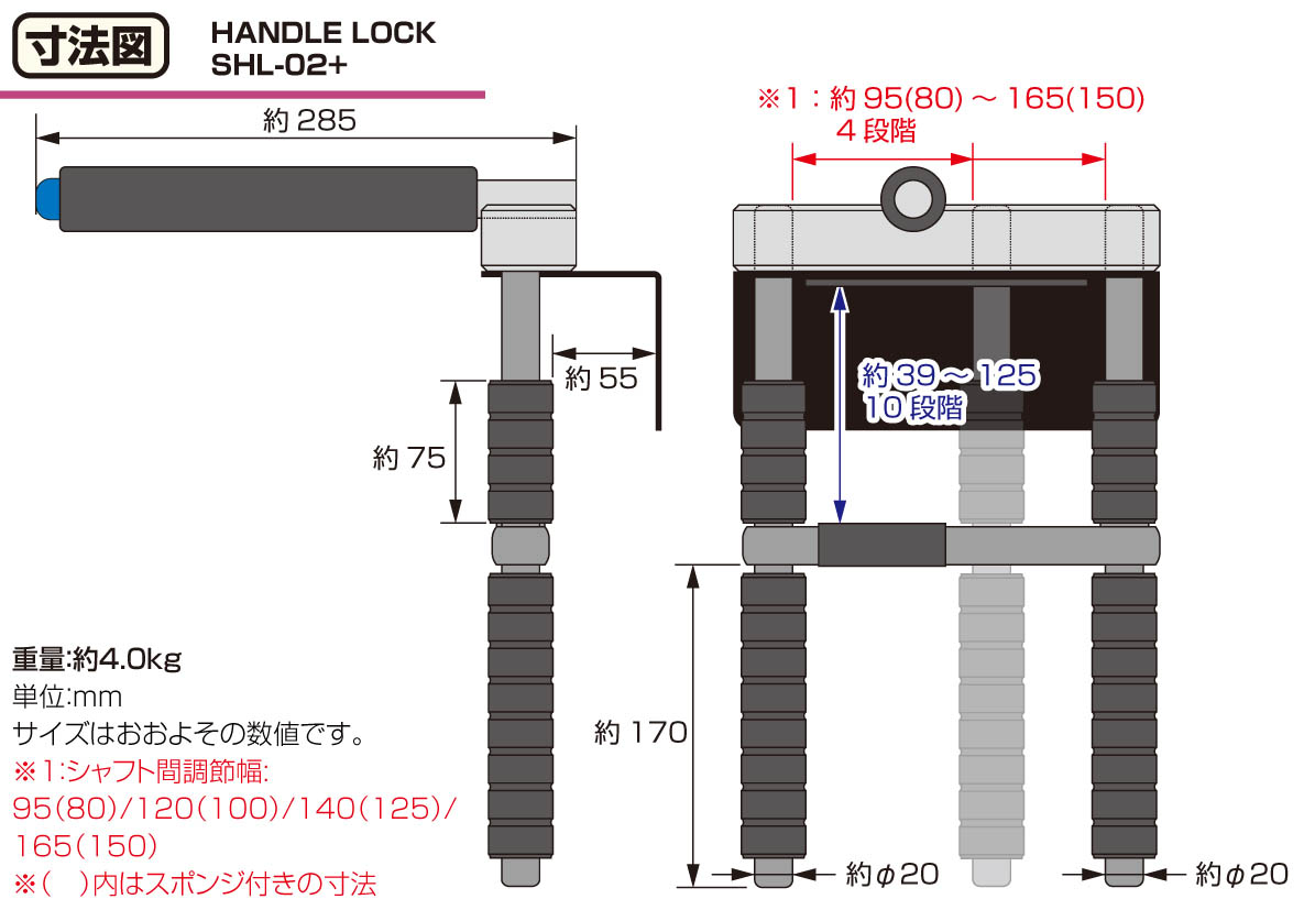 専用ページ キタコ ハンドルロック SHL-02+ 横幅可変タイプ レクサス GX550