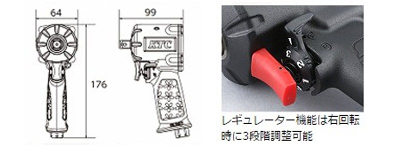 KTC 京都機械工具 JAP418 12.7sq.インパクトレンチ(フラットノーズ