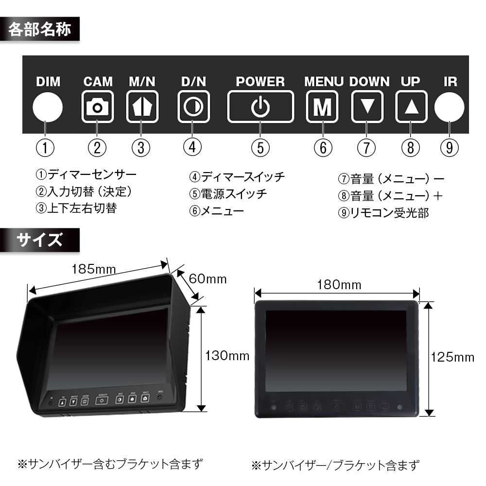 MAXWIN（マックスウィン） IP69K相当 7インチ ポールマウント防水