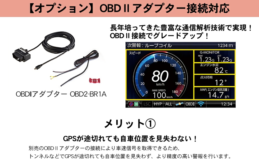 MSSS対応 ブリッツ レーザー＆レーダー探知機 OBDIIアダプター 無線LAN 