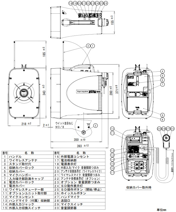 UNI-PEX ユニペックス スタンドセット 防滴ワイヤレスメガホン+