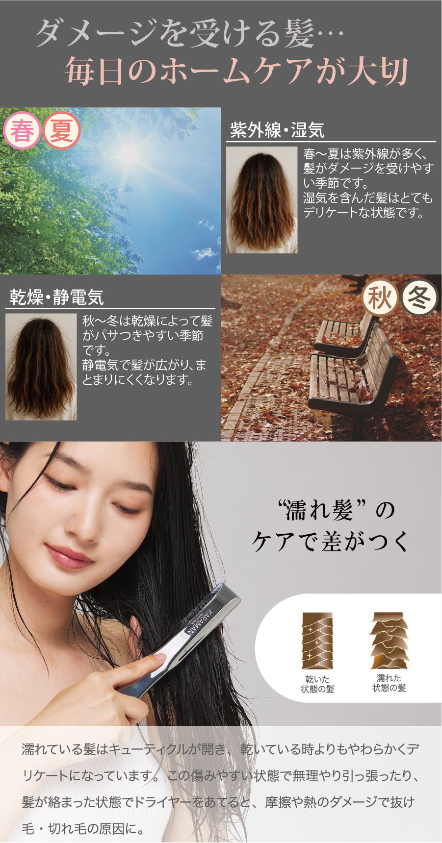カラマンビューティーブラシ トリートメント 浸透 コーム ヘアケア