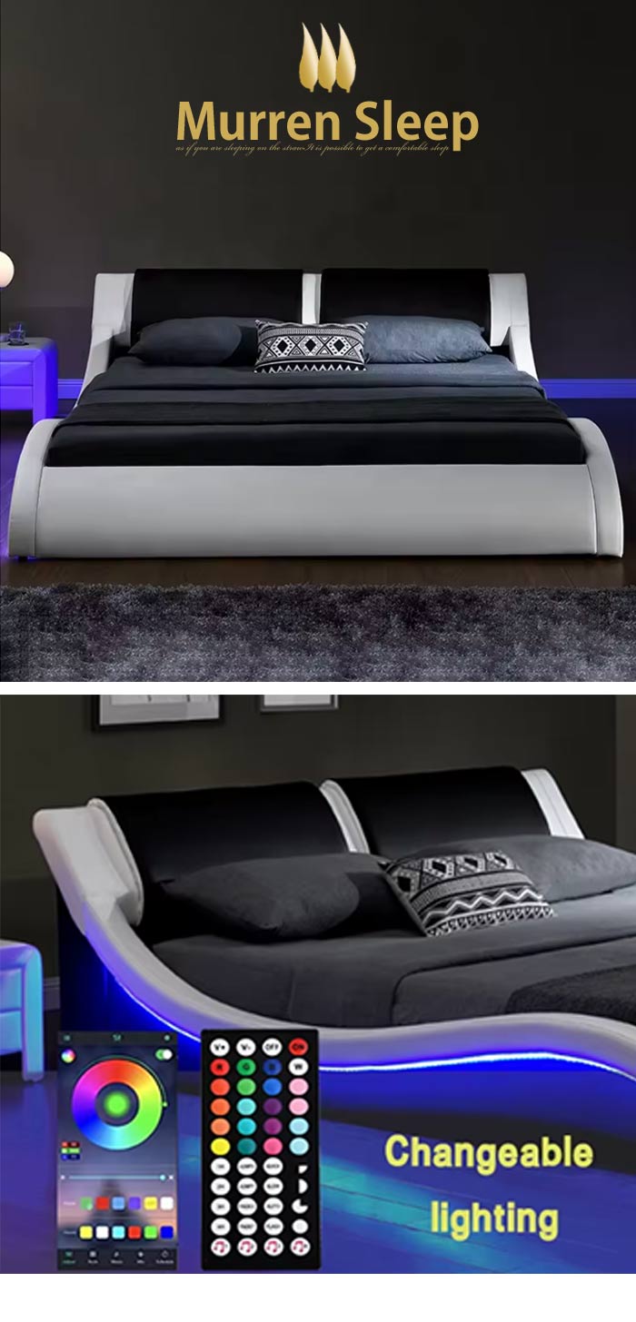 Murren Sleep（ミューレンスリープ） 流線型 レザー ベッド ダブル