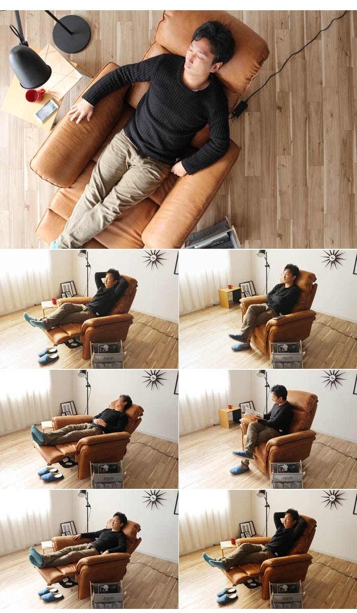 電動 リクライニングソファ 1人掛けソファ 幅99cm 座面高さ43cm 革の