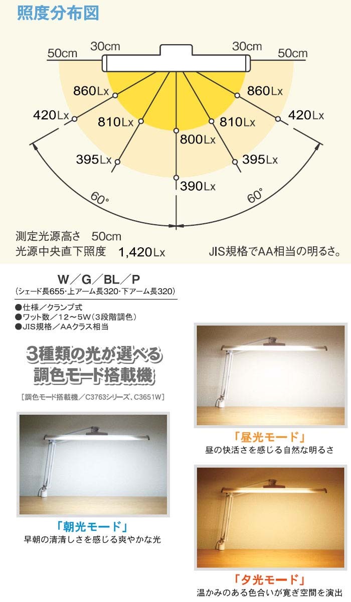 浜本工芸 LED デスクライト C3764Pピンク C3764BLブルー C3764G