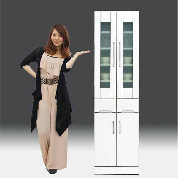 食器棚 白家具 鏡面 日本製 開梱設置送料無料 一本立ち完成品 キッチン