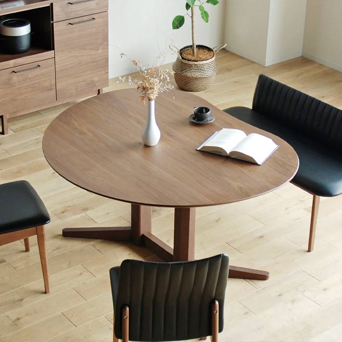 リビングテーブル 豆型 ビーンズ型 半円 変形 無垢材 丸み 楕円型 収納