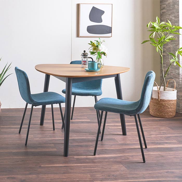 ダイニングテーブル 4点セット 幅100cm 3人用 三角形 オーク材