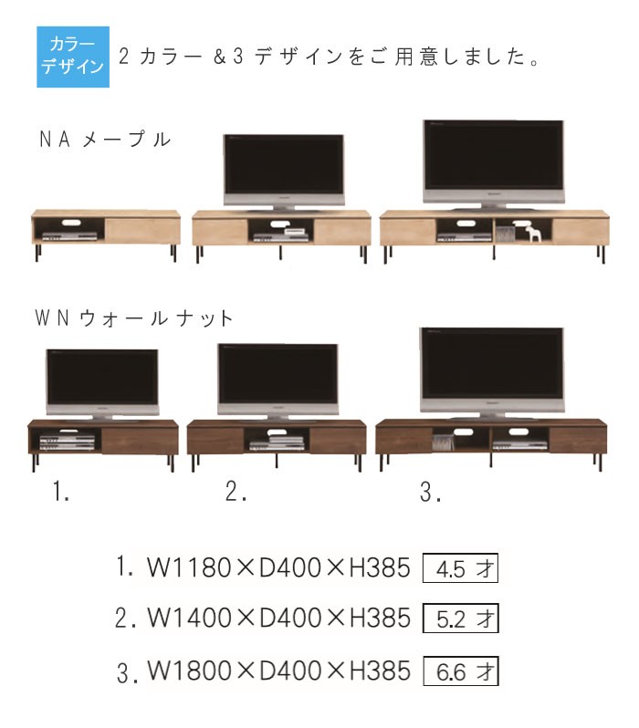 テレビボード のみ 幅180cm メープル柄 ウォールナット柄 日本製