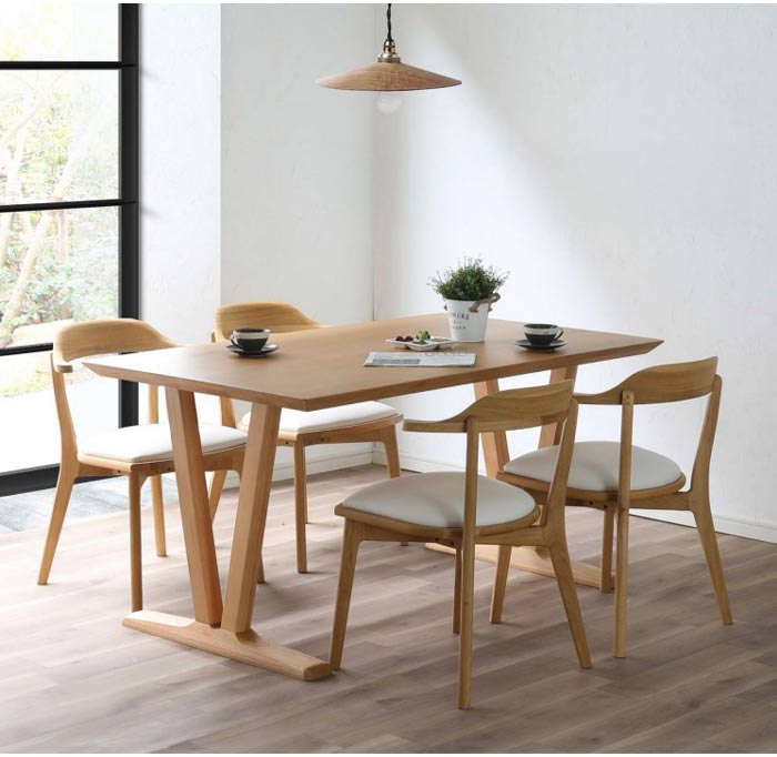 ダイニングテーブル 単品 2本脚 角脚 幅180cm オーク集成材 WeDOStyle