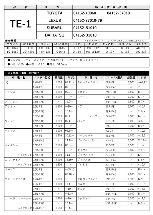 Fesco フェスコ オイルフィルター Te 1 オイルエレメント トヨタ レクサス スバル ダイハツ車用適合オイルフィルター Filt Crk販売ネット 通販 Yahoo ショッピング