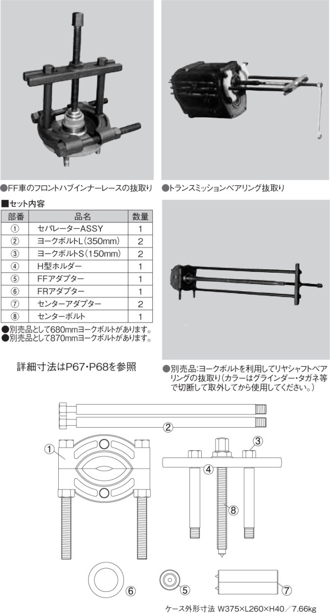 江東産業（KOTO）中型ベアリングレースプーラー KP-171F : ケミカル