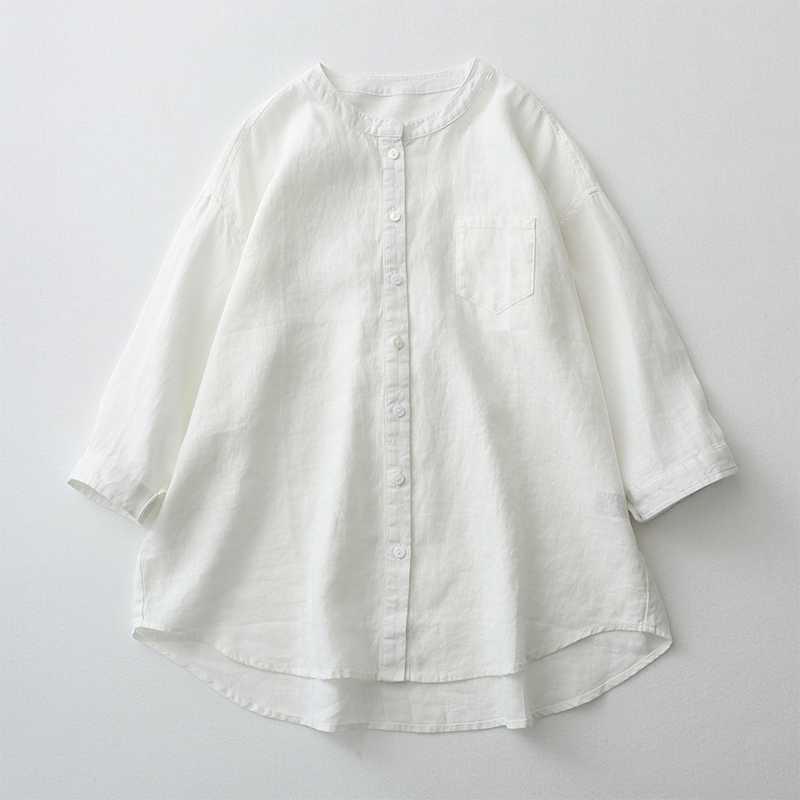 シャツブラウス レディース ゆったり スキッパーシャツ 七分袖 秋 ス フレンチスリーブ ギャザー tシャツ無地 50代 |  | 04