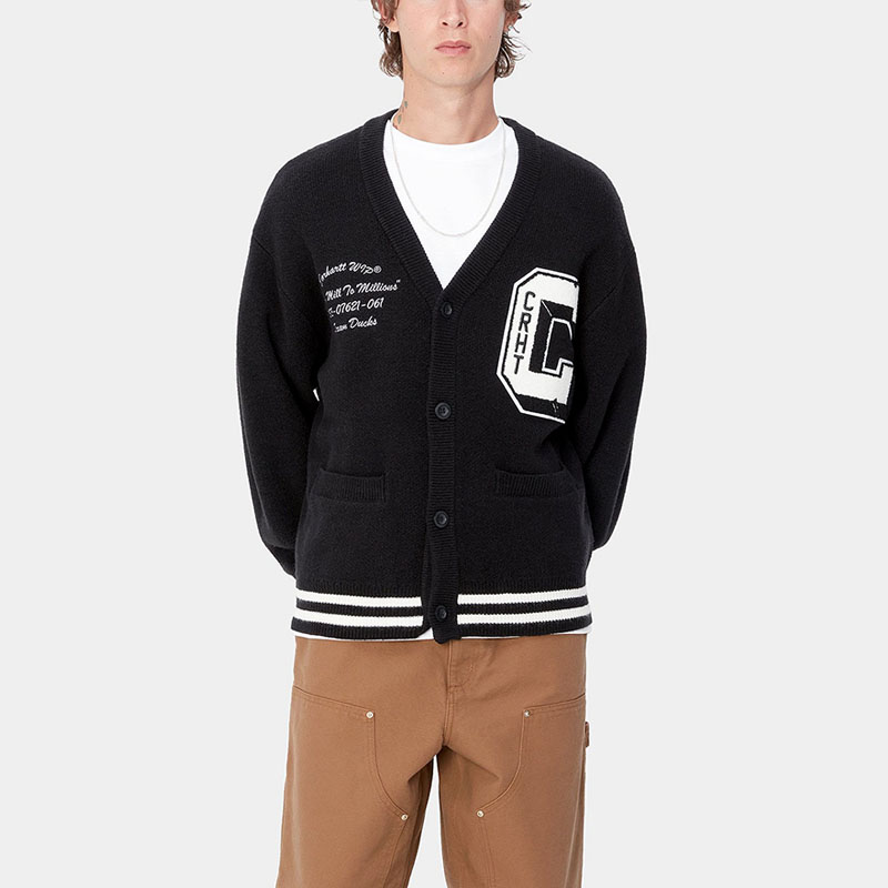 ［パイナップル］carhartt カーディガン　ダークーネイビー・レッド CARHARTT BARU CARDIGAN Baru Jacquard, Black （カーハート