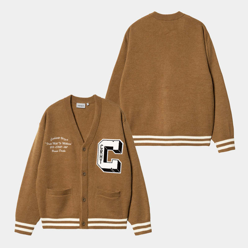 ［パイナップル］carhartt カーディガン　ダークーネイビー・レッド ウィメンズマートンカーディガン