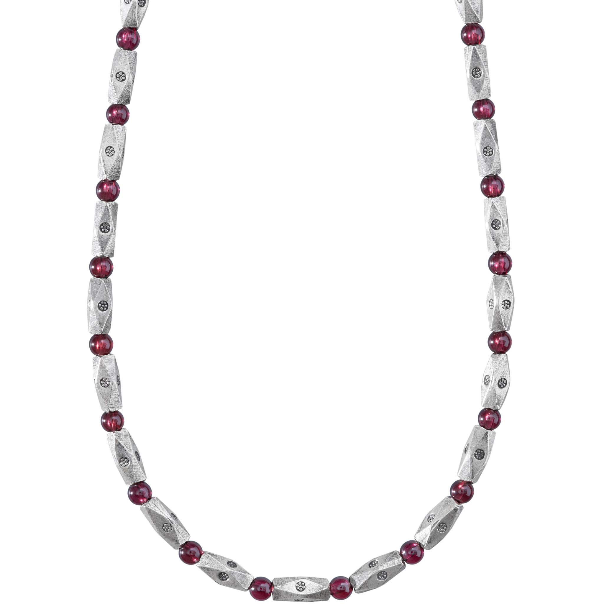 カレン 族 シルバー 深紅の輝き ガーネット ビーズ ネックレス