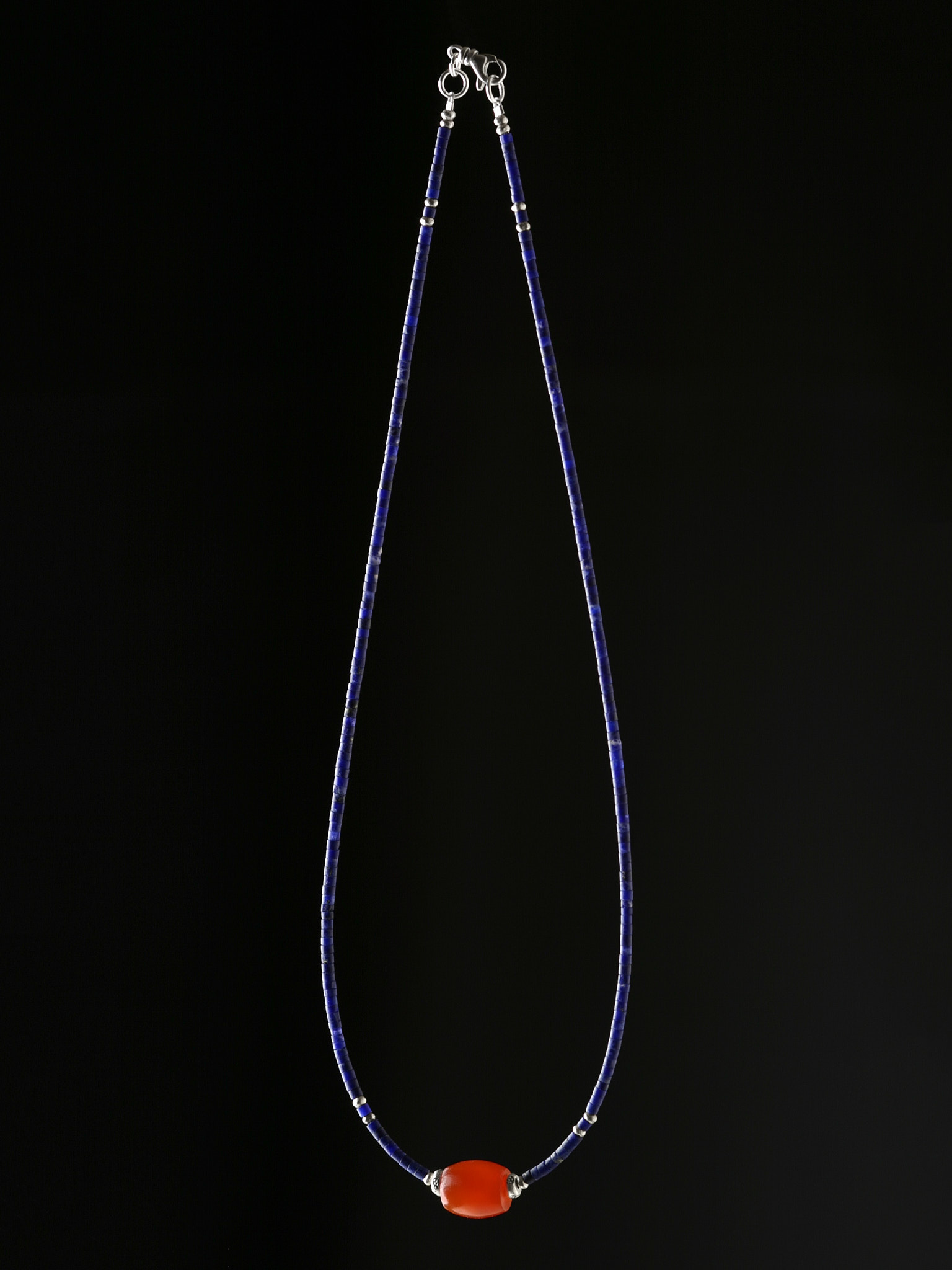 カレン 族 シルバー アンティークビーズ カーネリアン 群青の瑠璃 ラピスラズリ ネックレス メンズ レディース SV950｜cromagnon｜02