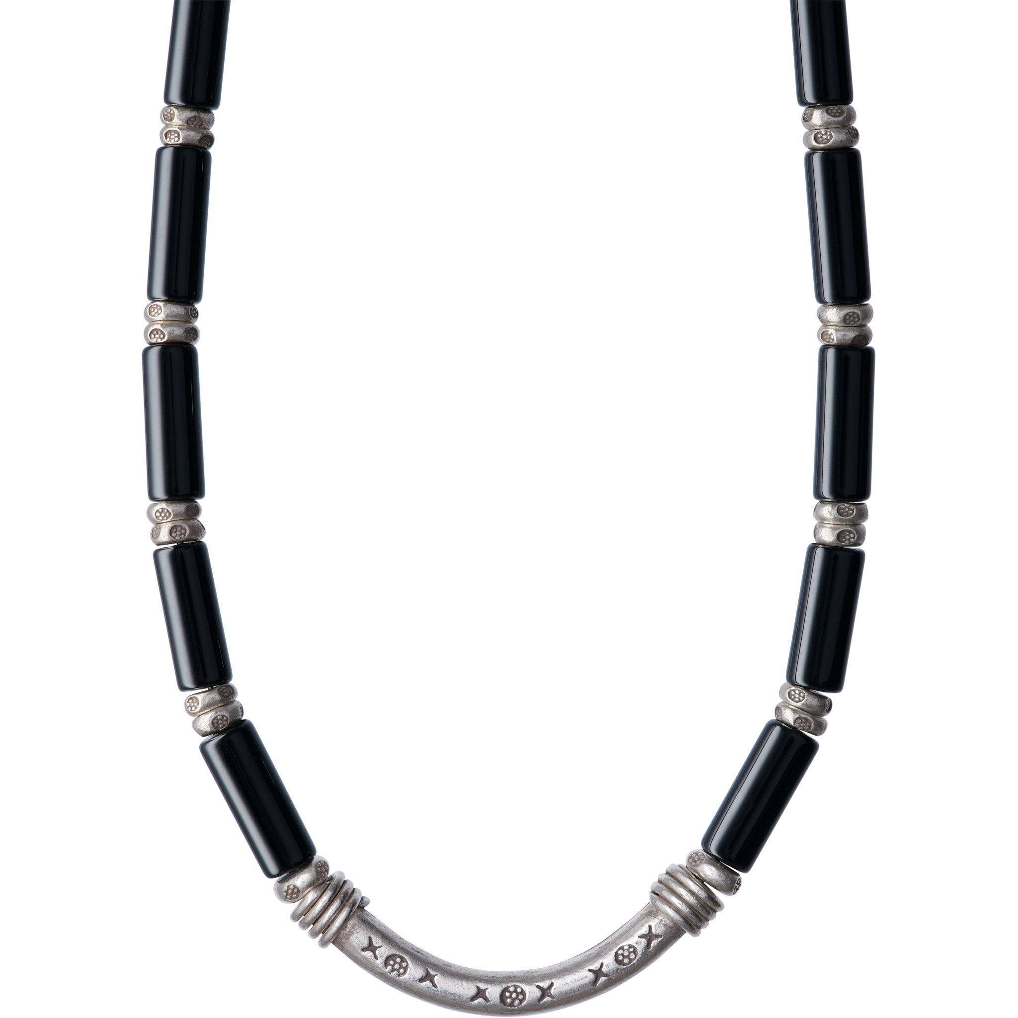 カレン 族 シルバー 勝利をもたらす石 ブラックアゲート ビーズ 極太