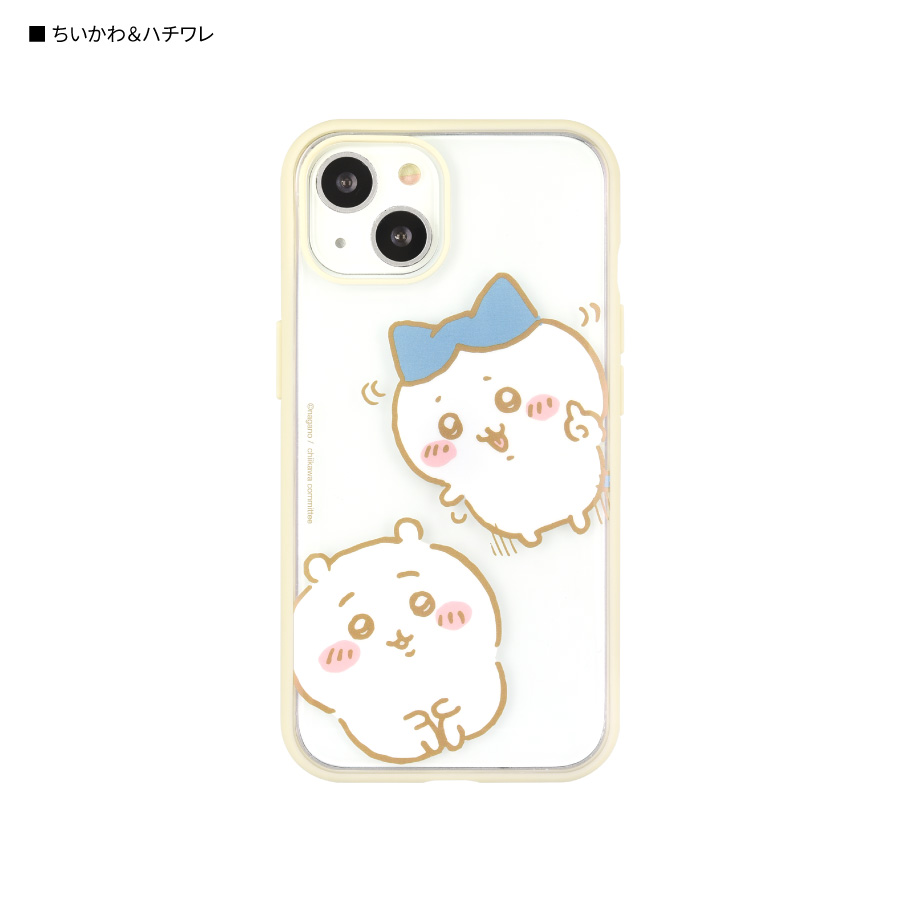 ちいかわ iPhone 14 13 ケース ハチワレ うさぎ キャラクター グッズ クリア 透明 ブルー ベージュ おにぎり なんか似てるの さすまた｜cross-road｜02