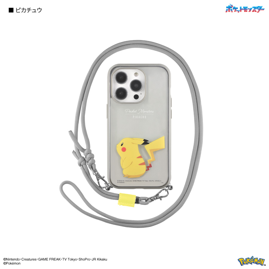 ポケモン iPhone 14pro 13pro ケース ショルダー ストラップ ピカチュウ メタモン ゲンガー ポッチャマ ニンフィア キャラクター｜cross-road｜02