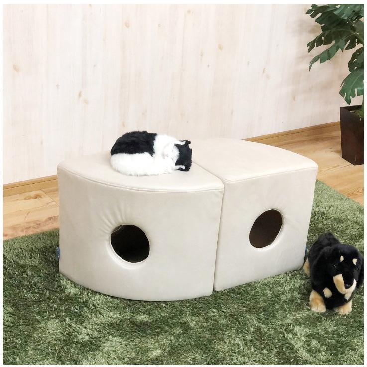 猫 トンネル 座れる スツール 2個セット 椅子 オットマン ベンチ 穴