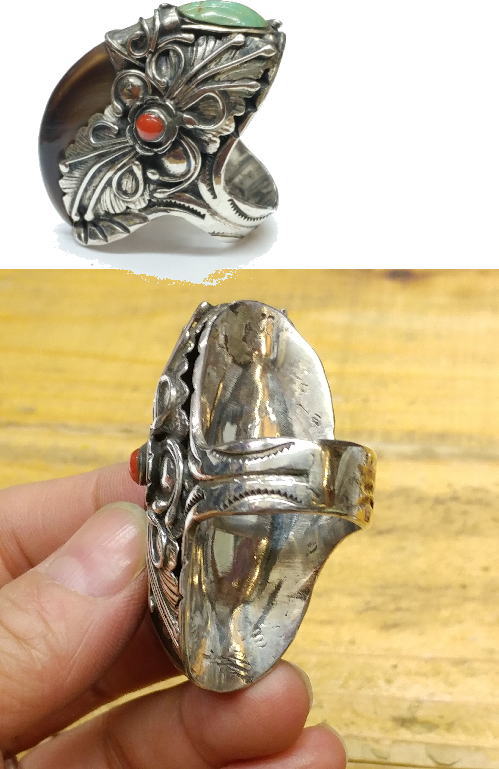 インディアンジュエリー Silver 925 熊爪 ターコイズ 系　b インディアンジュエリー Silver 925 熊爪 ターコイズ 系 b