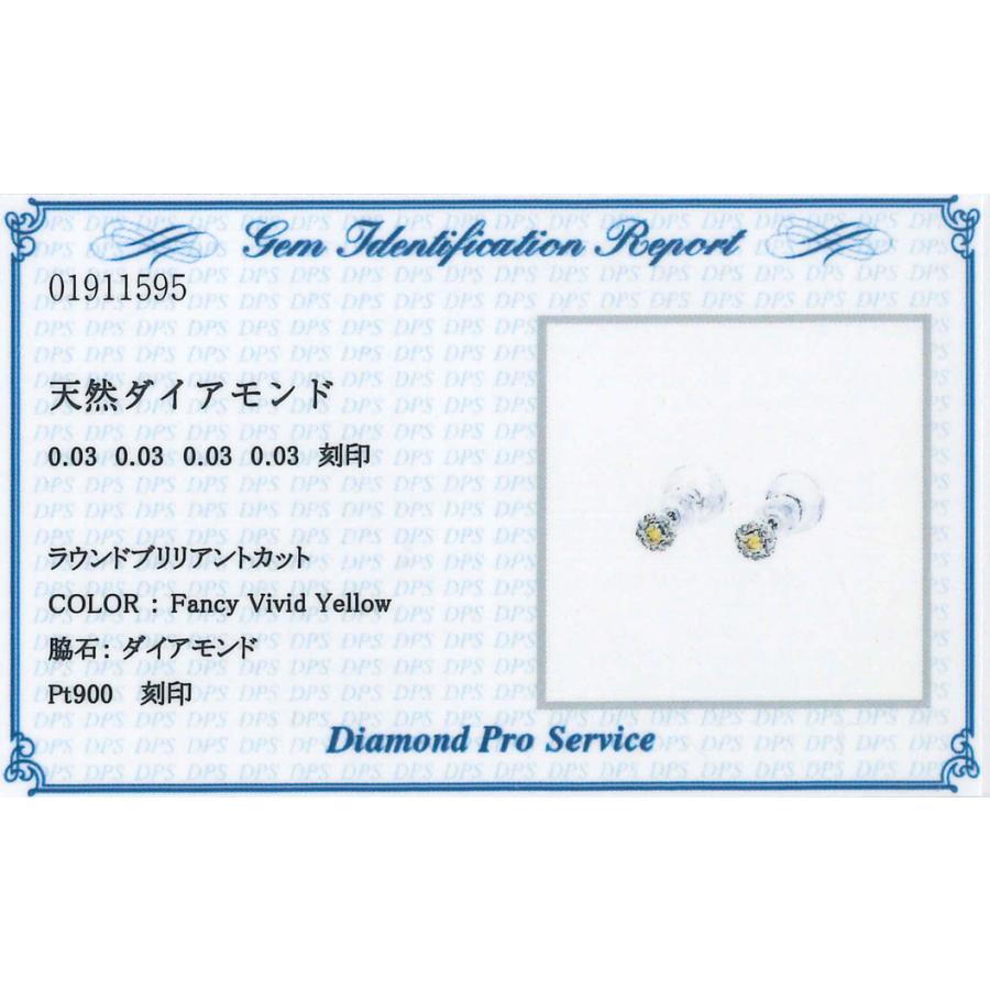 カード鑑別書付き】ピアス イエローダイヤモンド0.03ct