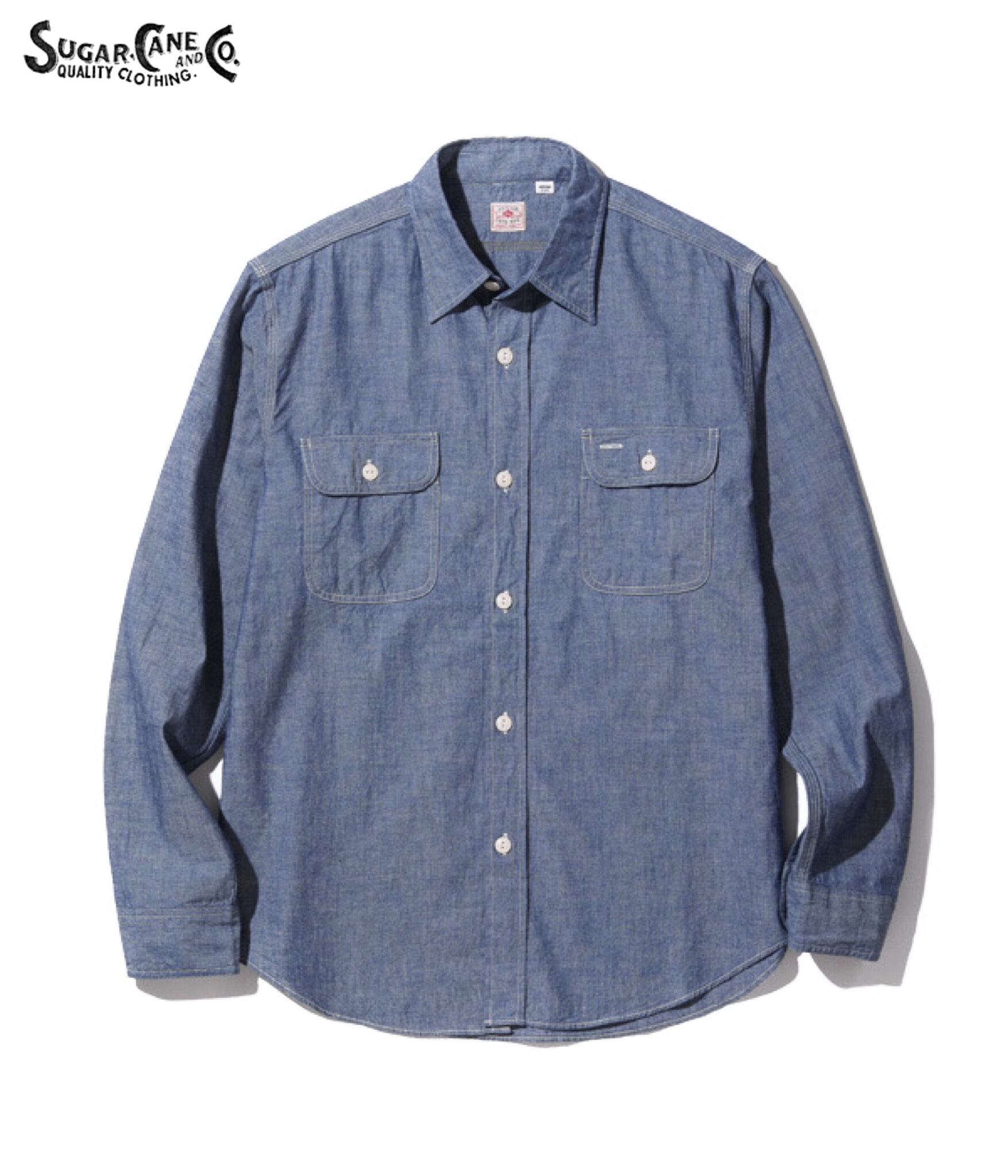 SUGAR CANE SC27850 “BLUE CHAMBRAY WORK SHIRT (LONG SLEEVE